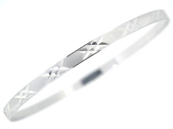 4MM D.Cut Flat Edge Bangle 10KT WG/67MM     **CLEARANCE-FINAL SALE**