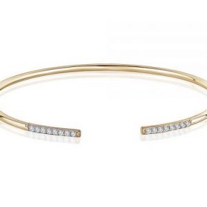 Cubic Zirconia Pave Tipped Cuff Bangle 10KT   *CLEARANCE-FINAL SALE*