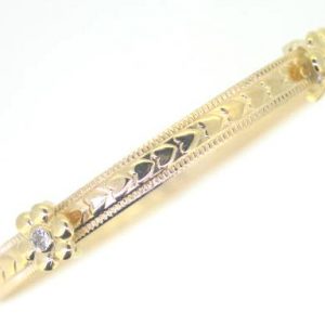 3MM Double Flower w/ Cubic Zirconia Adjustable Baby Bangle 10KT/42MM