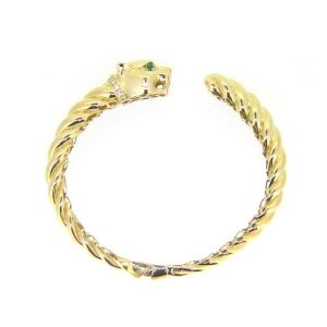 Panther Head with Sim. Green Stone Eyes &  Cubic Zirconia Hinged Bangle Bracelet 10KT  *CLEARANCE-FINAL SALE*