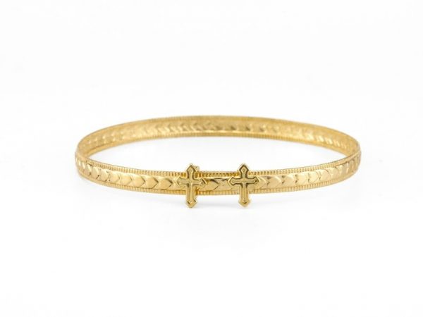 Fancy Cross Adjustable Baby Bangle 10KT
