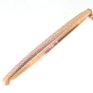 3MM Laser Ice Finish Petite Size Oval Hinged Tube Bangle 10KT PK/56MM