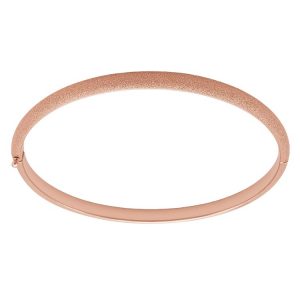 3MM Laser Ice Finish Petite Size Oval Hinged Tube Bangle 10KT PK/56MM