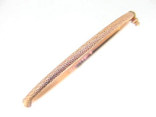 3MM Laser Ice Finish Petite Size Oval Hinged Tube Bangle 10KT PK/56MM
