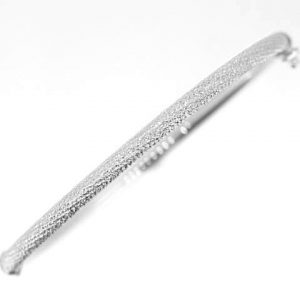 3MM Laser Ice Finish Petite Size Oval Hinged Tube Bangle 10KT WG/56MM
