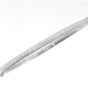 3MM Laser Ice Finish Oval Hinged Tube Bangle 10KT WG/65MM