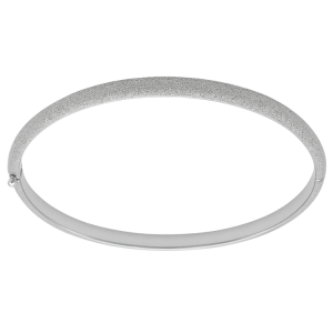3MM Laser Ice Finish Oval Hinged Tube Bangle 10KT WG/65MM  *CLEARANCE-FINAL SALE*