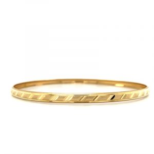 3.8MM D.Cut Bombay Bangle Bracelet 10KT/68MM