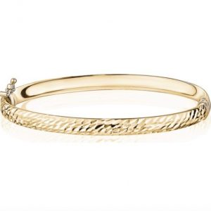 6MM D.Cut Dome Hinged Bangle with Safety Catch 10KT/66MM