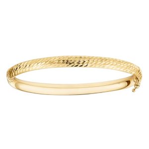 6MM D.Cut Dome Hinged Bangle with Safety Catch 10KT/66MM