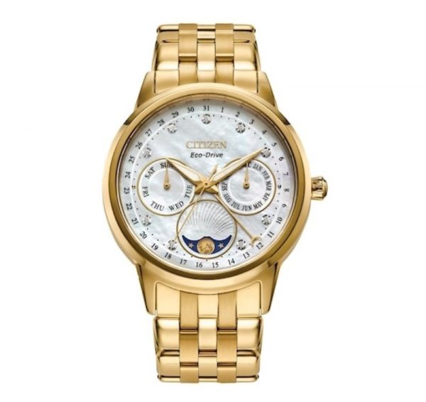 Ladies Citizen Eco Drive Calendrier Moon Phase Diamond Watch - 5 Year Warranty  FD0002-57D   *CLEARANCE - FINAL SALE*
