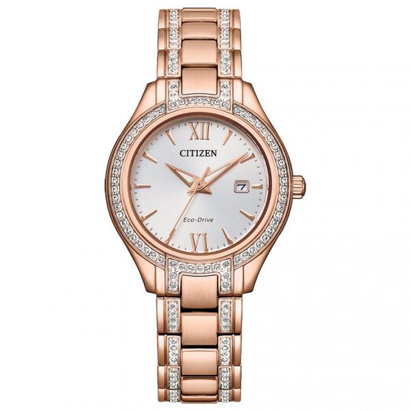 Ladies Citizen Eco Drive Silhouette Crystal Watch - 5 Year Warranty FE1233-52A