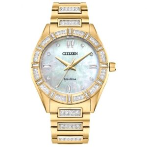 Ladies Citizen Eco Drive Crystal Watch - 5 Year Warranty EM1022-51D