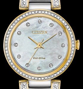 Ladies Citizen Eco Drive Silhouette Crystal Watch - 5 Year Warranty EM0844-58D