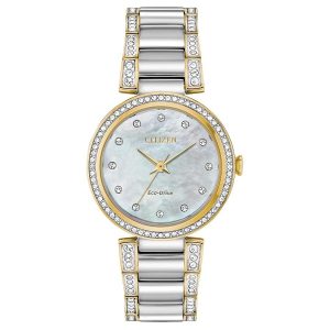 Ladies Citizen Eco Drive Silhouette Crystal Watch - 5 Year Warranty EM0844-58D