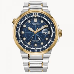 Gents Citizen Eco Drive Endeavor GMT Watch - 5 Year Warranty BJ7144-52L