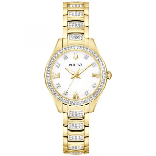 Ladies Bulova Crystal Watch-3 Year Warranty 98L306