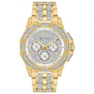 Gents Crystal Bulova Watch-3 Year Warranty 98C126