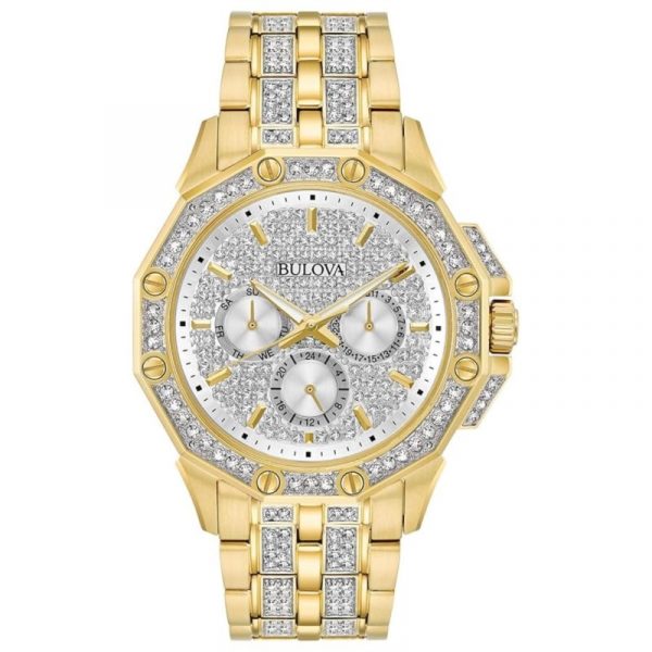 Gents Crystal Bulova Watch-3 Year Warranty 98C126
