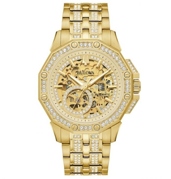 Gents Bulova Octava Crystal Skeleton Automatic Watch-3 Year Warranty 98A292