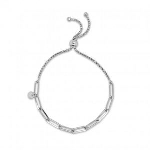 Paper Clip Link Adjustable Bolo Bracelet Sterling Silver