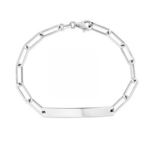 Paper Clip Link ID 7.5" Bracelet Sterling Silver/Engravable