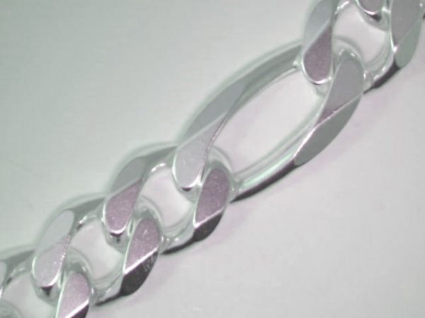 9" Solid Figaro Link Bracelet Sterling Silver/15MM