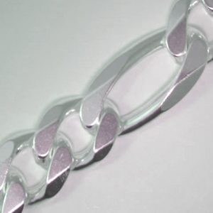 9" Solid Figaro Link Bracelet Sterling Silver/15MM