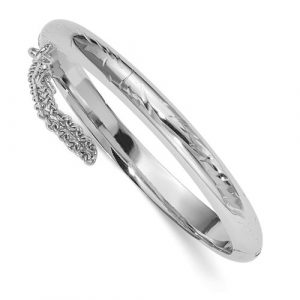 Engraved Hinged Bangle W/ Safety Chain 5" Baby Bracelet Sterling Silver/5MM