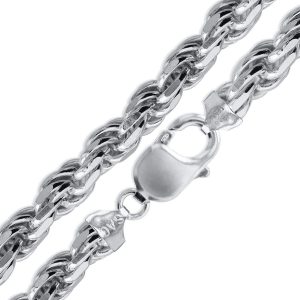 30"  D.Cut Solid Rope Chain Italian Sterling Silver/8MM
