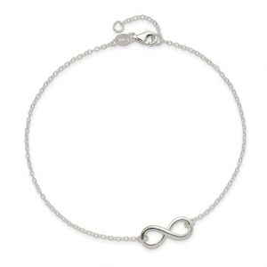Infinity High Polish Adjustable 9.5-10.5" Anklet Sterling Silver