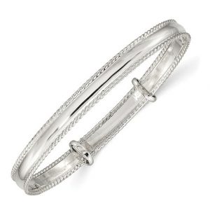 4.75MM Polished Milgrain Adjustable Childrens Bangle Sterling Silver