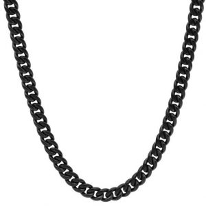 22" Patterned Curb Link Chain Black Rhodium Sterling Silver/5.8MM