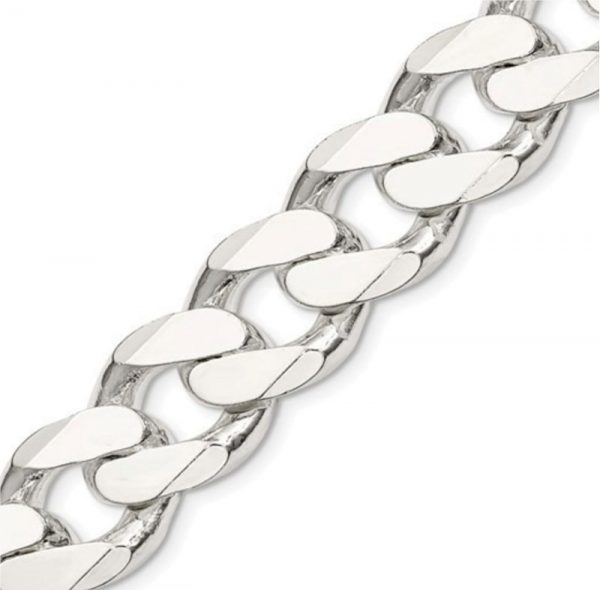 Concave Curb Link 9.25" Bracelet Sterling Silver/15MM