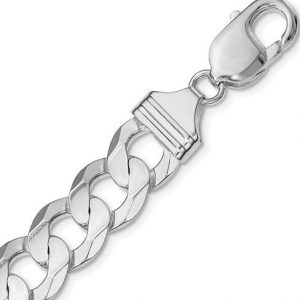 Concave Bevelled Curb Link 9.5" Bracelet Sterling Silver/15MM