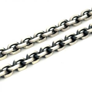 Square Rolo Link 8.5" Gun Metal Finish Sterling Silver/7MM