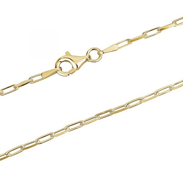 18" Paper Clip Link Chain Gold Plated Sterling Silver/2.2MM
