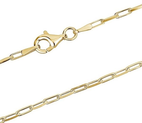 18" Paper Clip Link Chain Gold Plated Sterling Silver/2.2MM