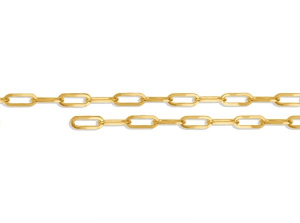 18" Paper Clip Link Chain Gold Plated Sterling Silver/3MM