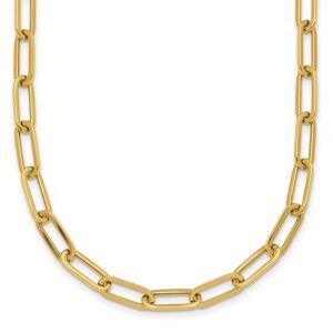 18" Paper Clip Link Chain Gold Plated Sterling Silver/4MM