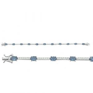 Sim. Blue Topaz & Cubic Zirconia 8" Tennis Bracelet Sterling Silver