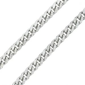 24" D.Cut Patterned Reversible Miami Cuban Link Chain Sterling Silver/6.4MM