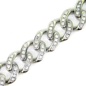 Cubic Zirconia Micro Pave Miami Cuban Link 8.75" Bracelet Sterling Silver/10MM
