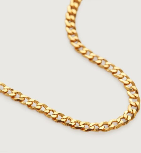 22" Flat Curb Link Chain Gold Plated Sterling Silver