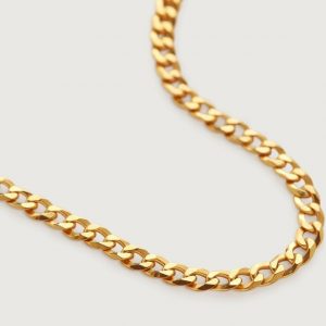 22" Flat Curb Link Chain Gold Plated Sterling Silver