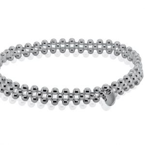 Woven Bead Link Stretch Bracelet Sterling Silver/6MM  *NO WARRANTY AGAINST BREAKAGE OR STRETCHING*