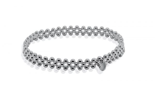 Woven Bead Link Stretch Bracelet Sterling Silver/6MM  *NO WARRANTY AGAINST BREAKAGE OR STRETCHING*