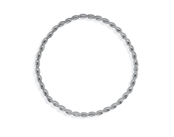 Rice Bead Stretch Bracelet Sterling Silver/3MM  *NO WARRANTY AGAINST BREAKAGE OR STRETCHING*