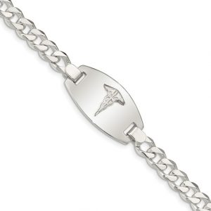 Medic Alert ID Plate Curb Link 7.25" Bracelet Sterling Silver  *SPECIAL ORDER-FINAL SALE*