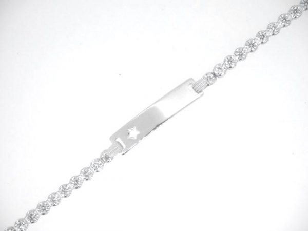 ID with Star Cut Out Baby 6-7" Adjustable Cubic Zirconia Tennis Bracelet Sterling Silver *Engravable